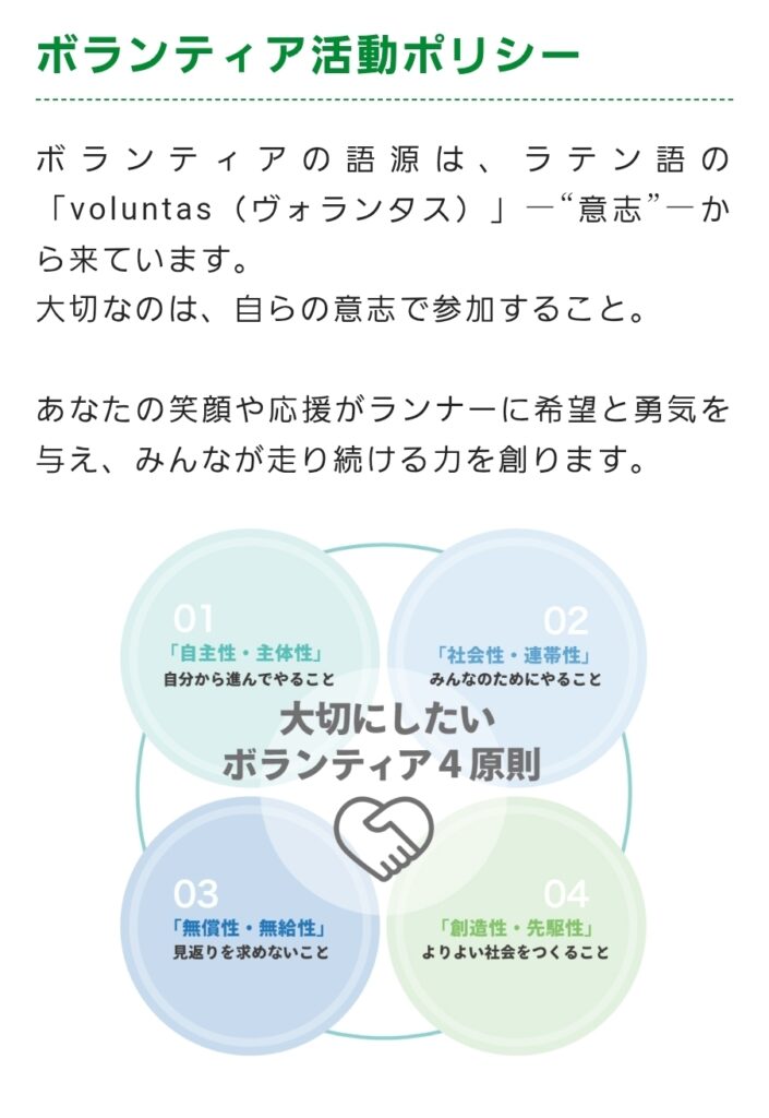 ランナーズウェルネス様のボランティアポリシー
